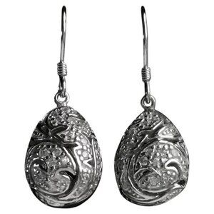 STERLING silver cz damask design dangle drop earrings